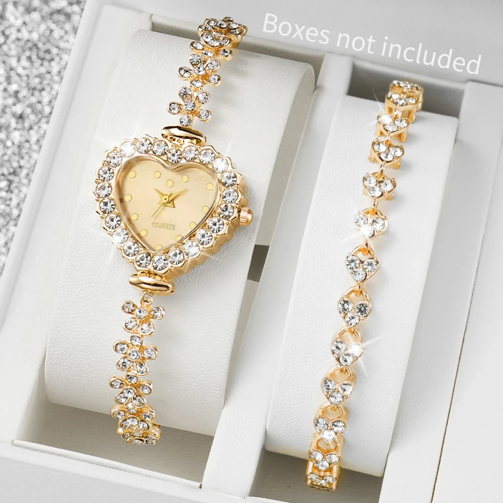 Luxury Rhinestone Bracelet Watch Set
