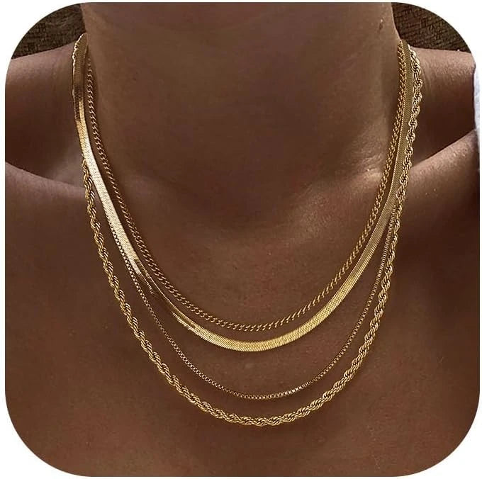 Layered Necklace Set Gold