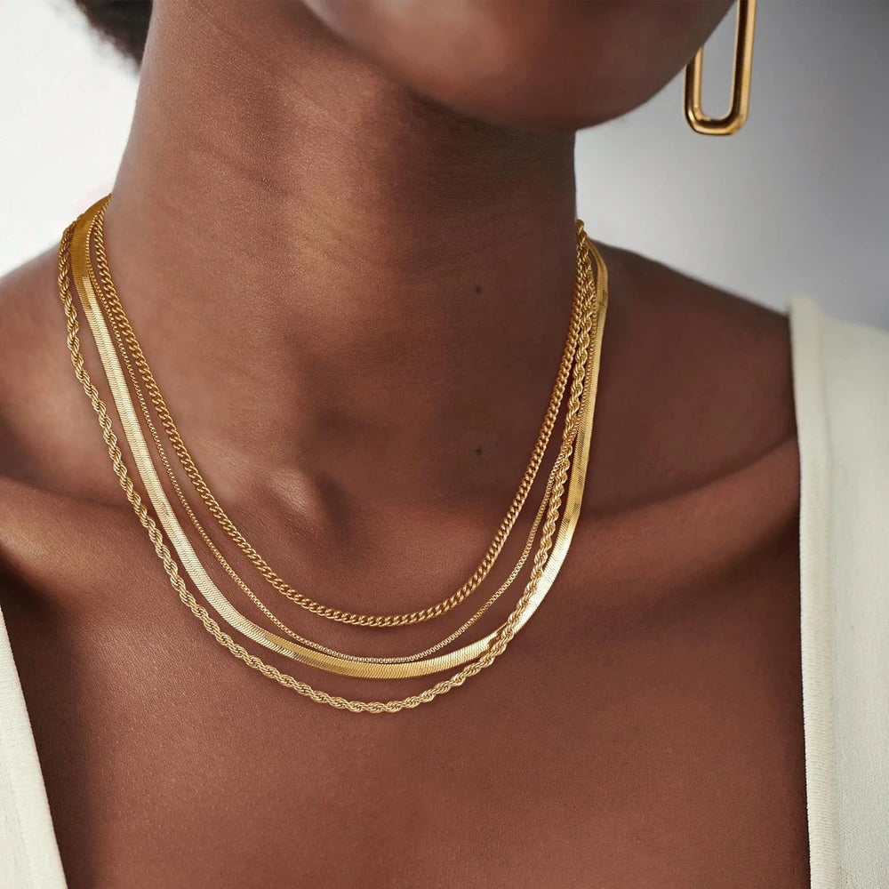 Layered Necklace Set Gold