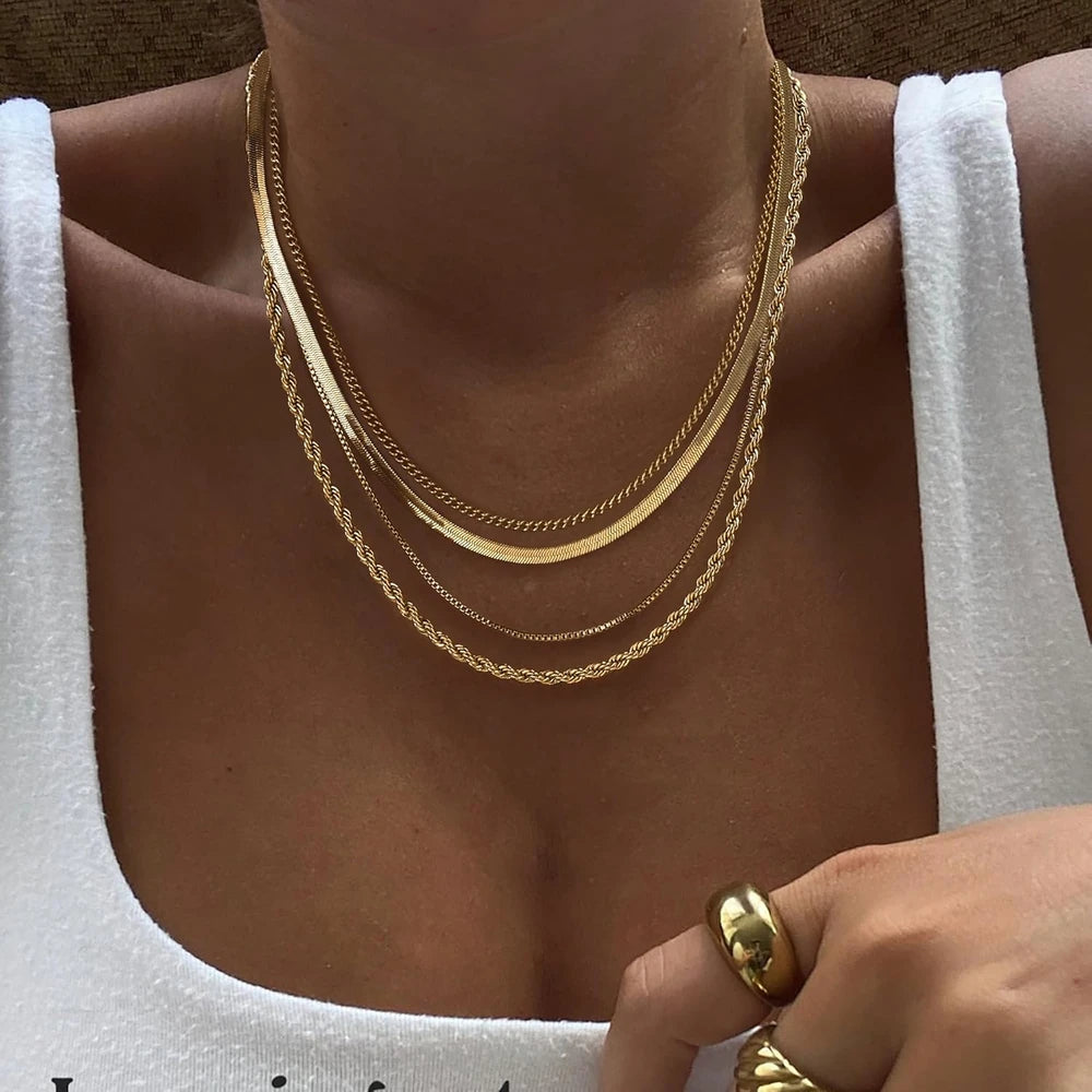 Layered Necklace Set Gold