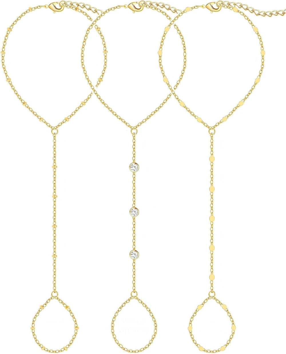 14K Gold-Plated Hand Chain Set