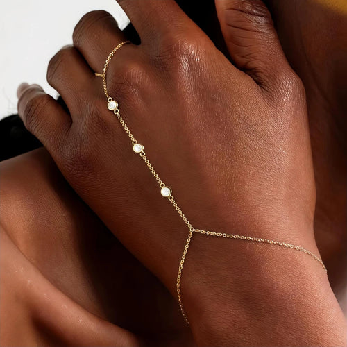 14K Gold-Plated Hand Chain Set