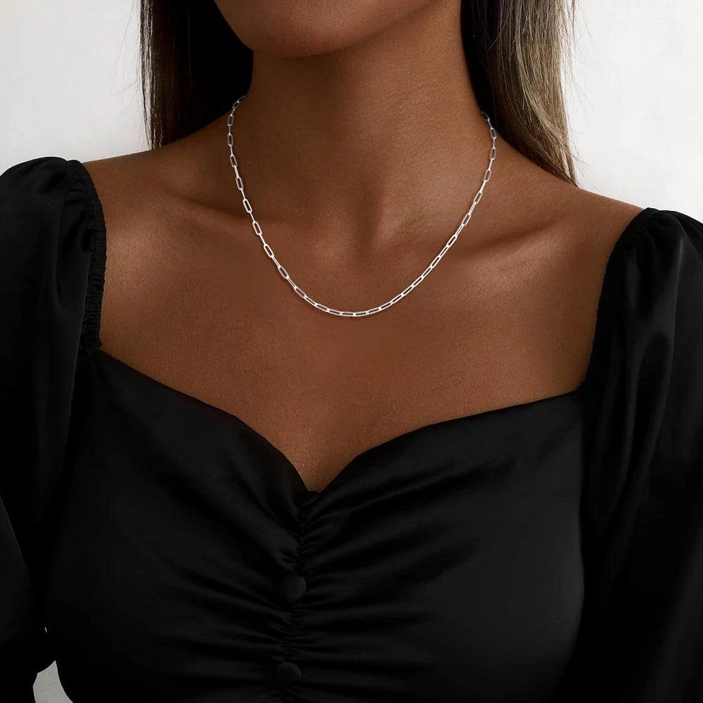 Sterling Silver Paperclip Necklace