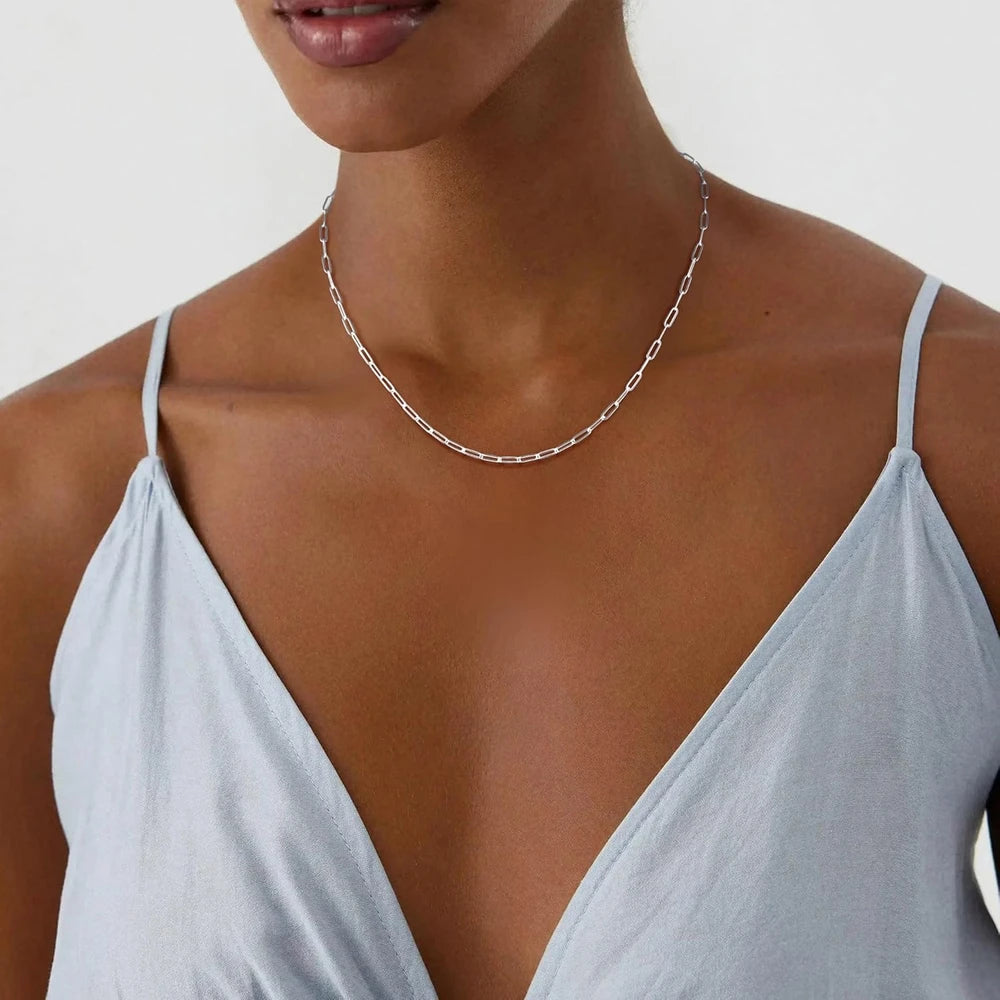 Sterling Silver Paperclip Necklace
