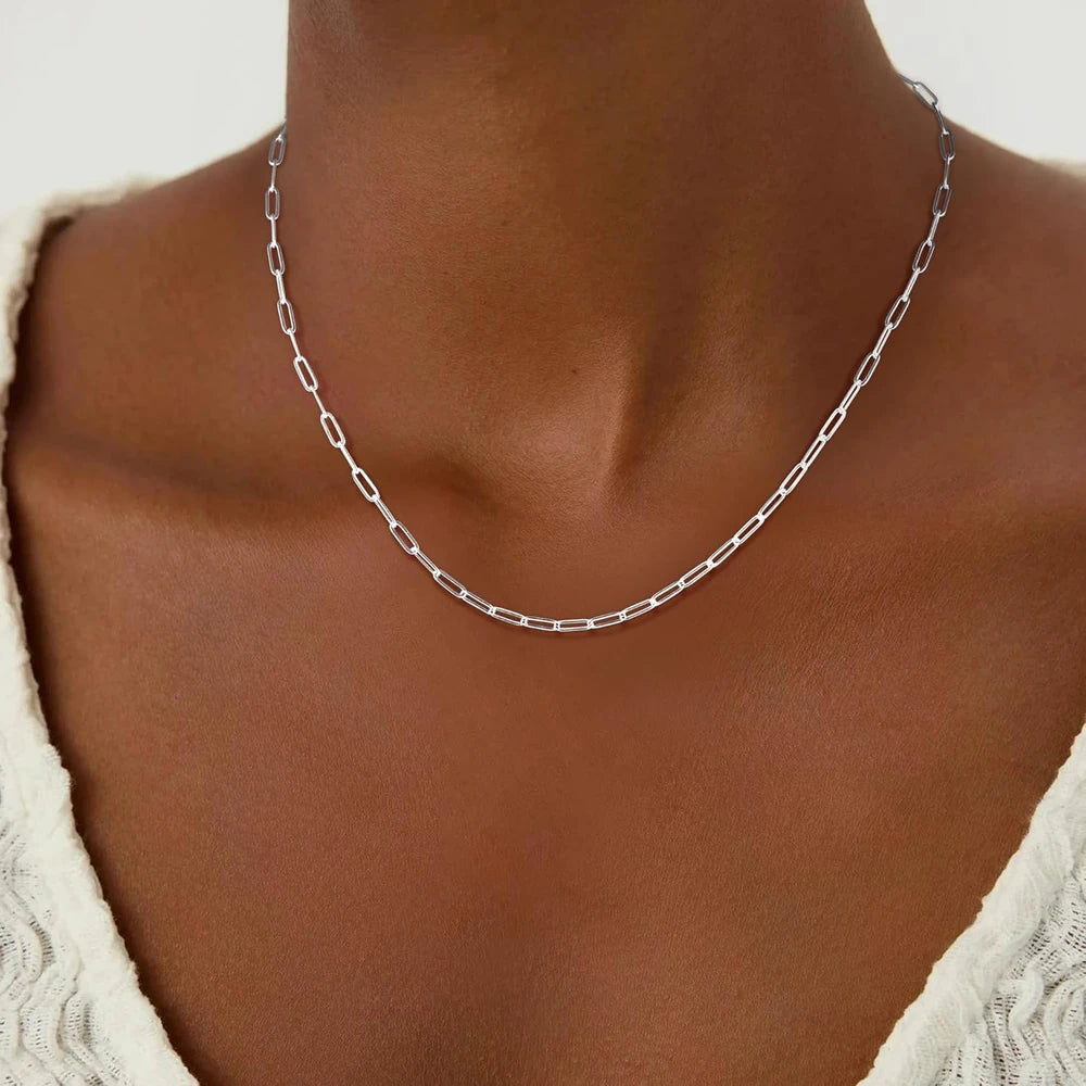 Sterling Silver Paperclip Necklace