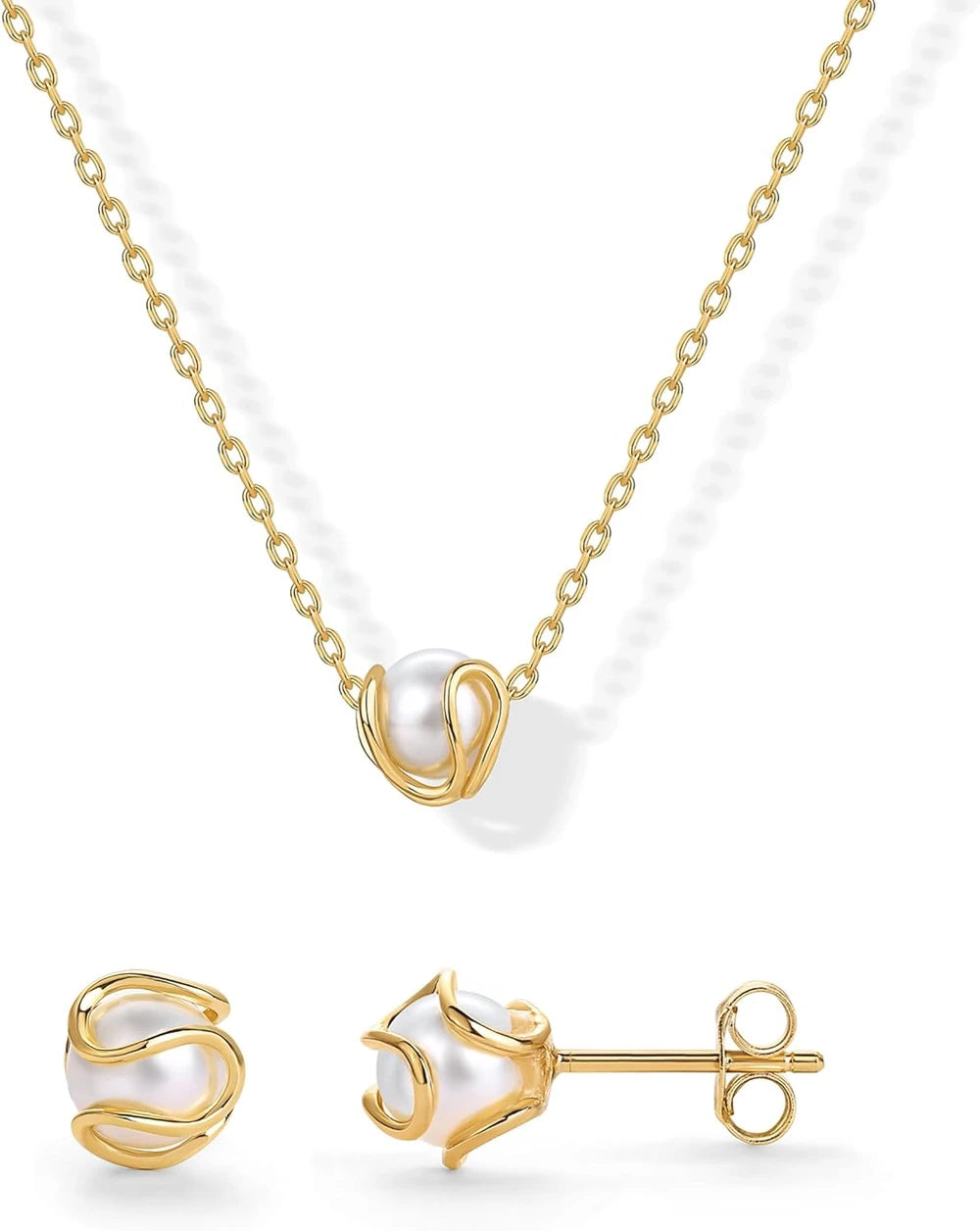 Gold Pearl Jewelry Set